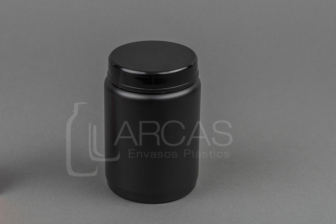Fabricación de Tarro rosca 250cc HDPE negro- Tapa negra + Obturador
